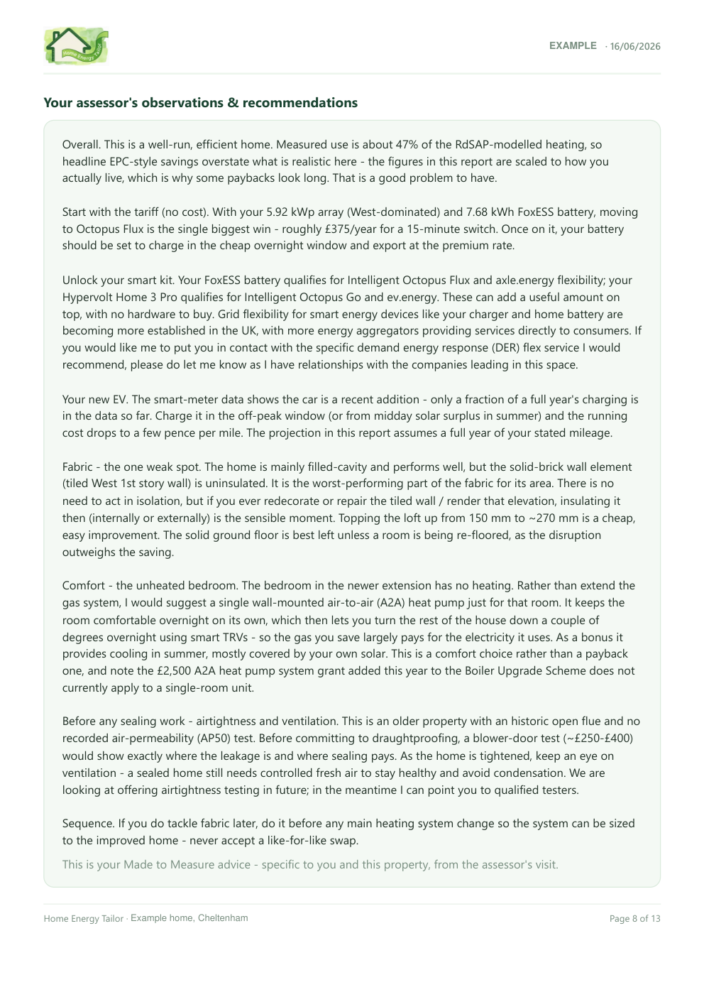 Example report - Your assessor’s notes, in plain English