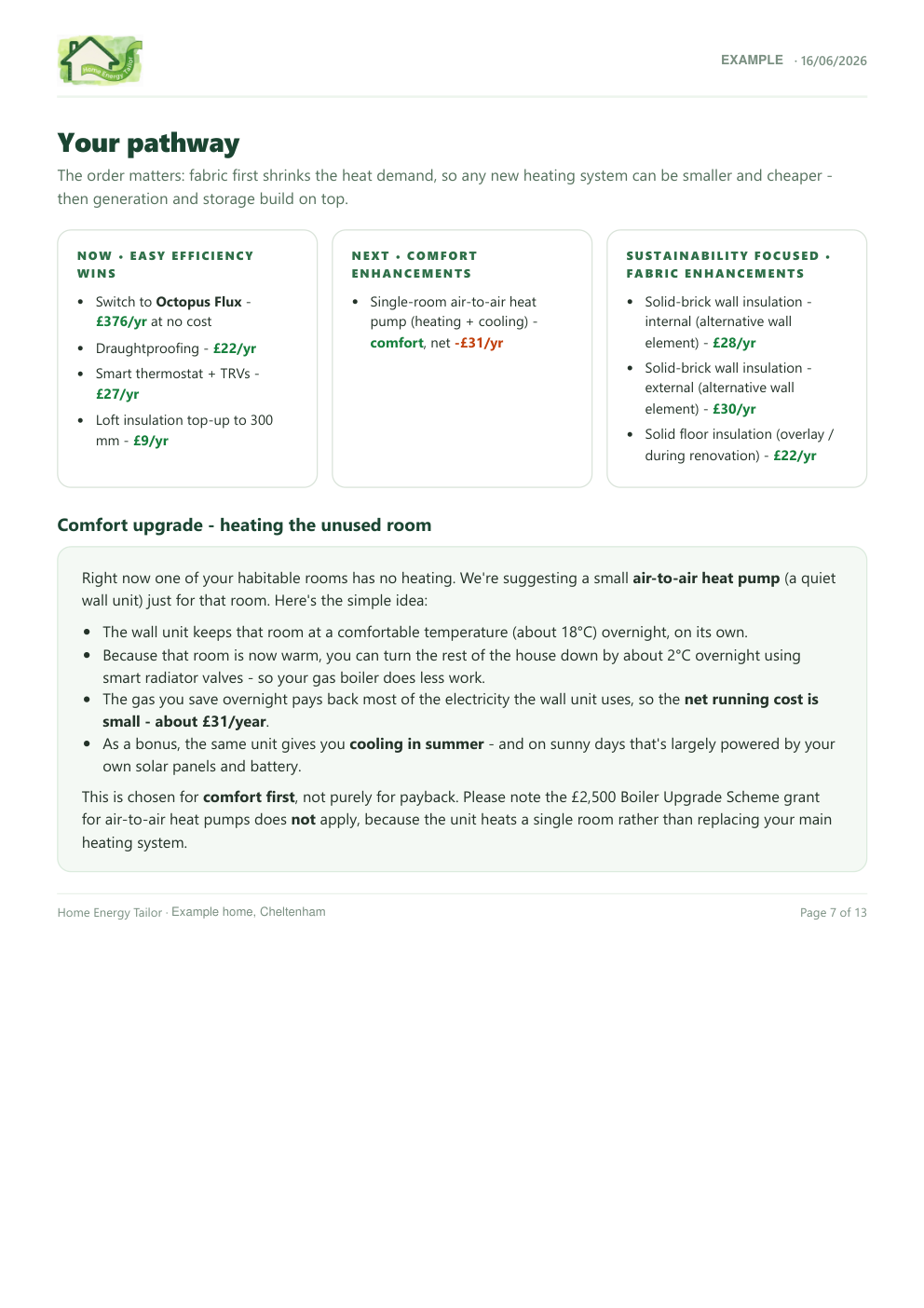 Example report - A sequence tailored to you